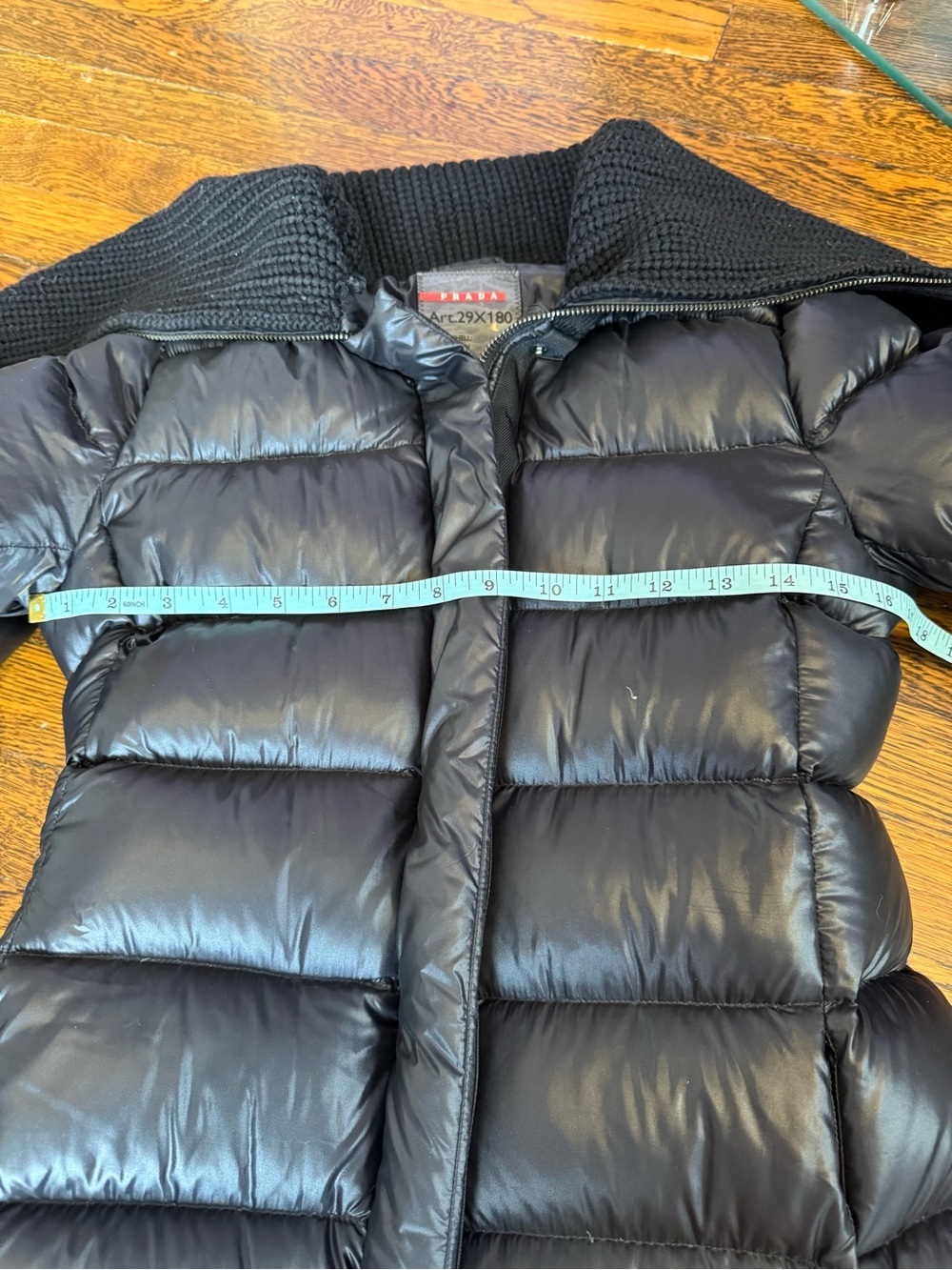 Prada sport Black Down Puffer Coat with Knit Shoulder Cape - Picture 16 of 16